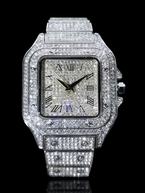 Iced Out VVS Square Roman Dial Gold | Stainless Steel Bust Down Watch (NWOT) main image 5